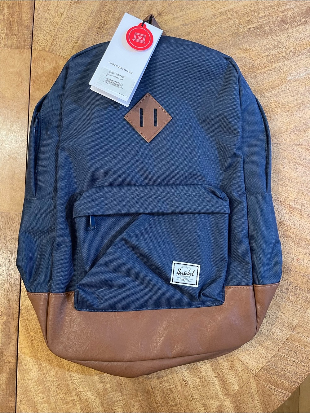 Herschel Supply Company Heritage Navy Backpack with Brown Trim 21.5L